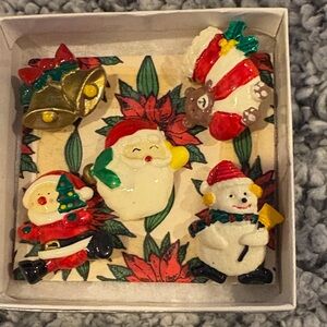 Festive Holiday Button Covers-vintage-set of 5